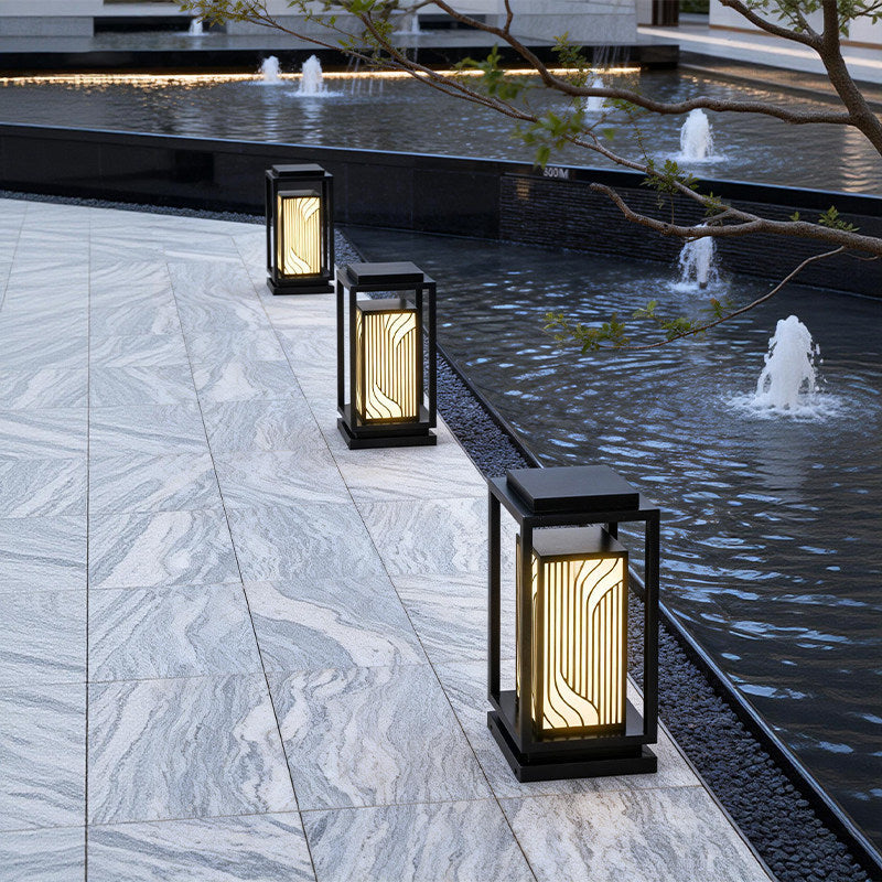 Japanese-Inspired LED Outdoor Lantern With Wooden Frame Stornfield