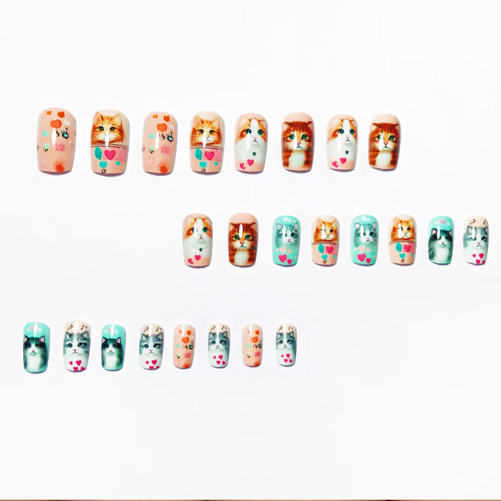 Stylish Cat Design Artificial Nails Stornfield