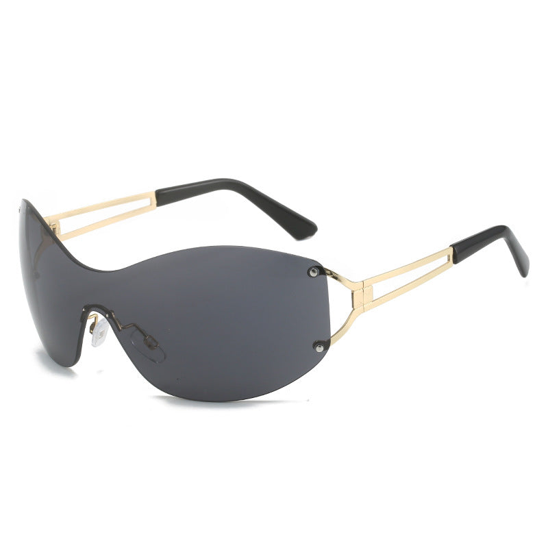 Futuristic Ultra-Wrap Sunglasses with Metallic Accents Stornfield
