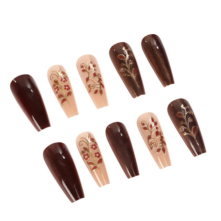 Artificial nails with elegant floral decorations Stornfield