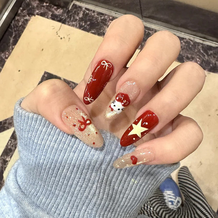 Artificial nails in festive Christmas design Stornfield