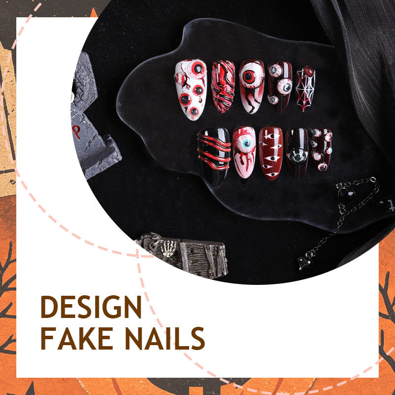 Creative Pastel Nail Set with Creepy Designs Stornfield