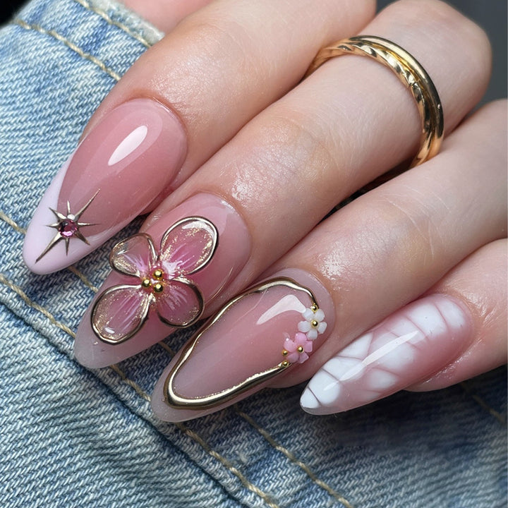 Decorative Floral Press-On Nail Art Set Stornfield