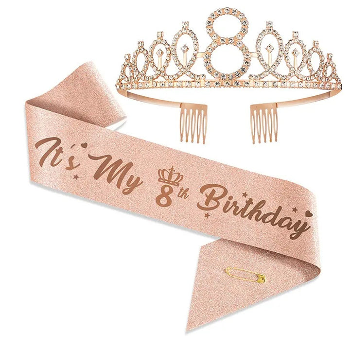 Women Glittering Tiaras with Festive Birthday Banner Stornfield