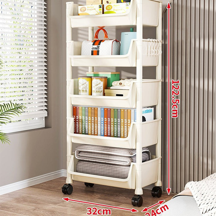 Compact Two-Tier Rolling Storage Cart with Removable Bins and Swivel Casters