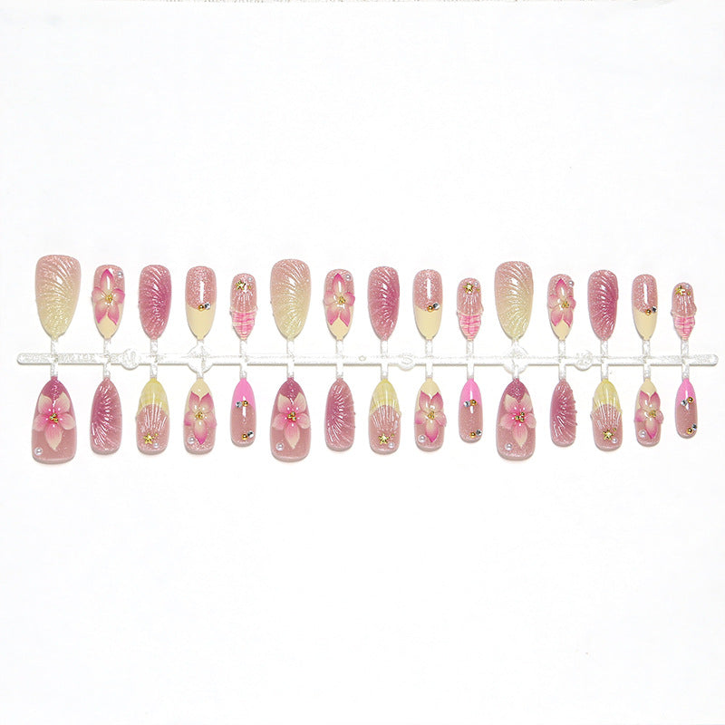 Artificial nail set with floral 3D decorations Stornfield