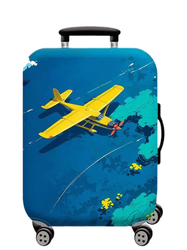 Unisex hard-shell cabin trolley with vintage travel illustration, 360° swivel wheels and telescopic handle Stornfield