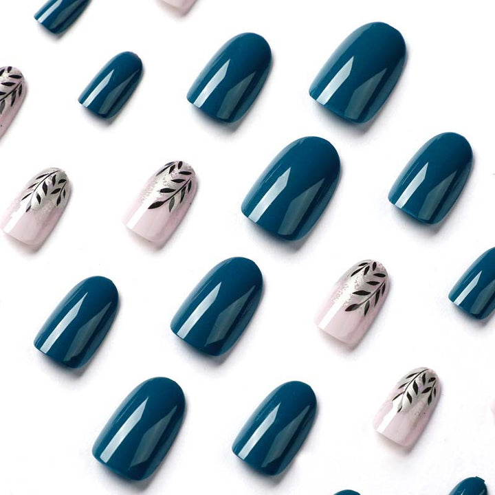 Elegant Nail Art with Floral Accent and Metallic Details Stornfield