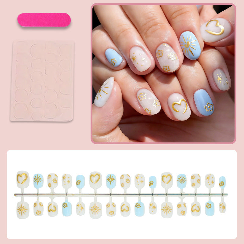 Artificial nail set with floral and geometric designs Stornfield