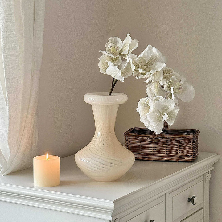 Contemporary Blown-Glass Hourglass Accent Vase Stornfield