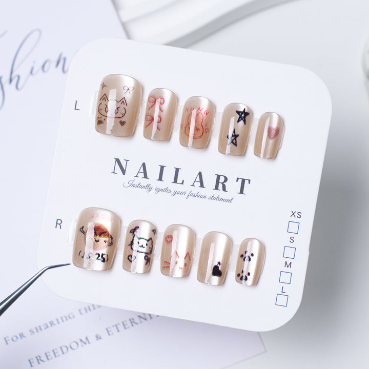 Artistic Animal-Themed Press-On Nail Set Stornfield