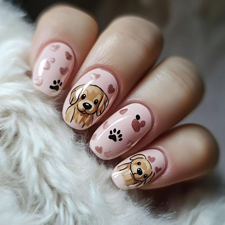 Artificial nails with cute dog friend design Stornfield