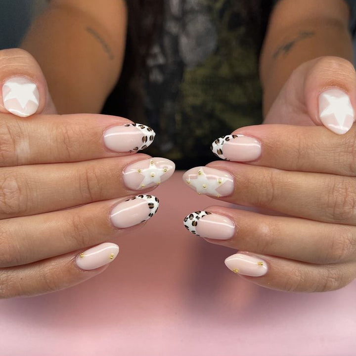 Artistic Leopard Print and Star Nail Art Set