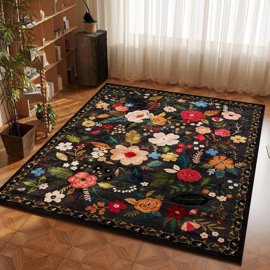 Floral Print Area Rug