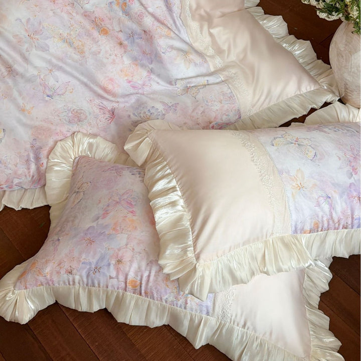 Luxury Floral Ruffle Duvet Cover Set with Lace Trim