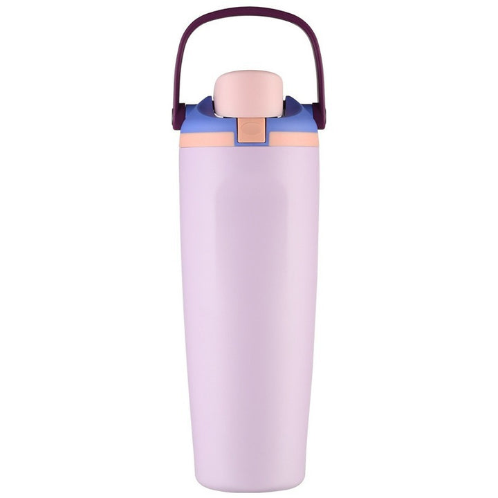 Unisex double-walled vacuum drinking bottle made of stainless steel with one-handed click closure and carrying handle Stornfield