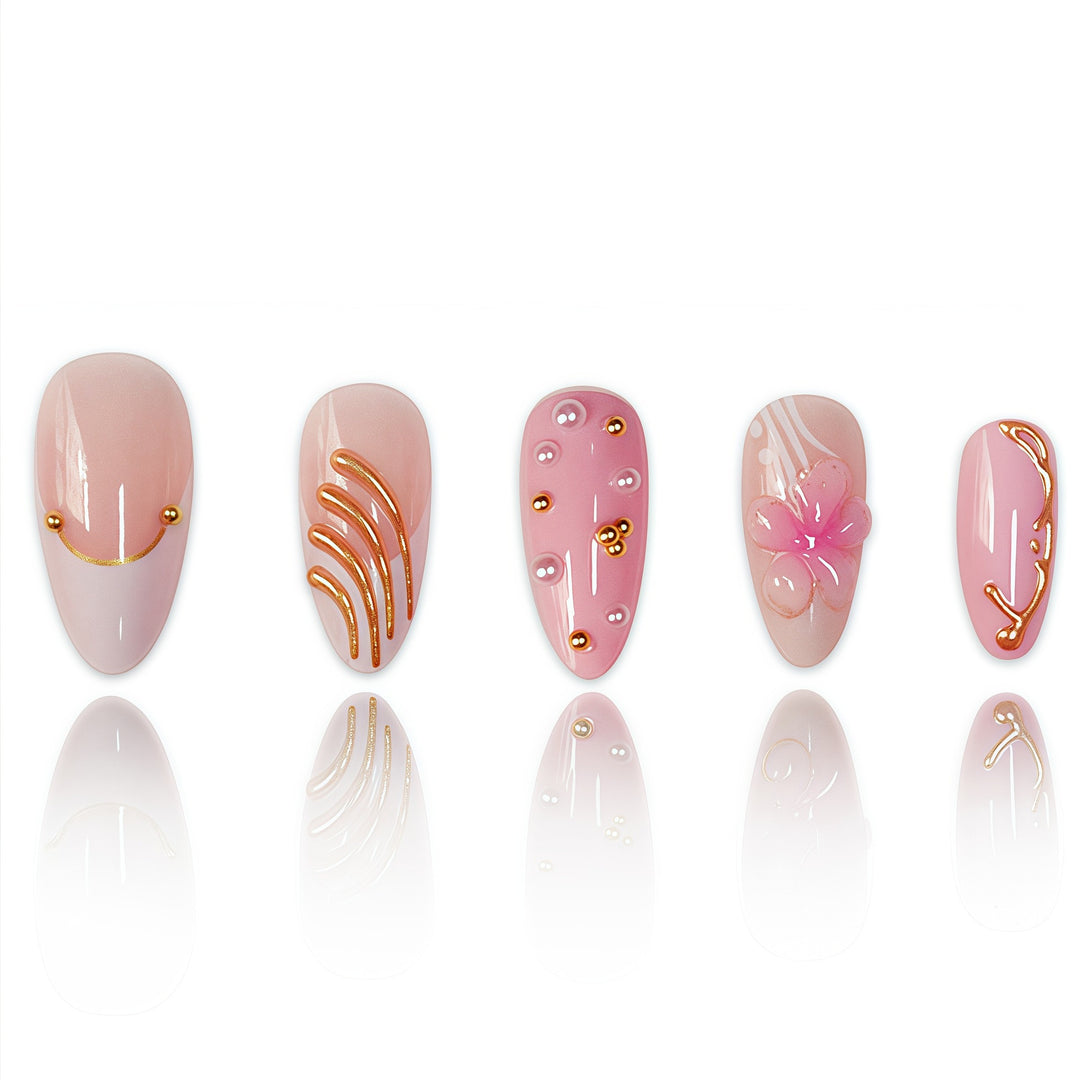 Premium Floral Designer Press-On Nails Stornfield