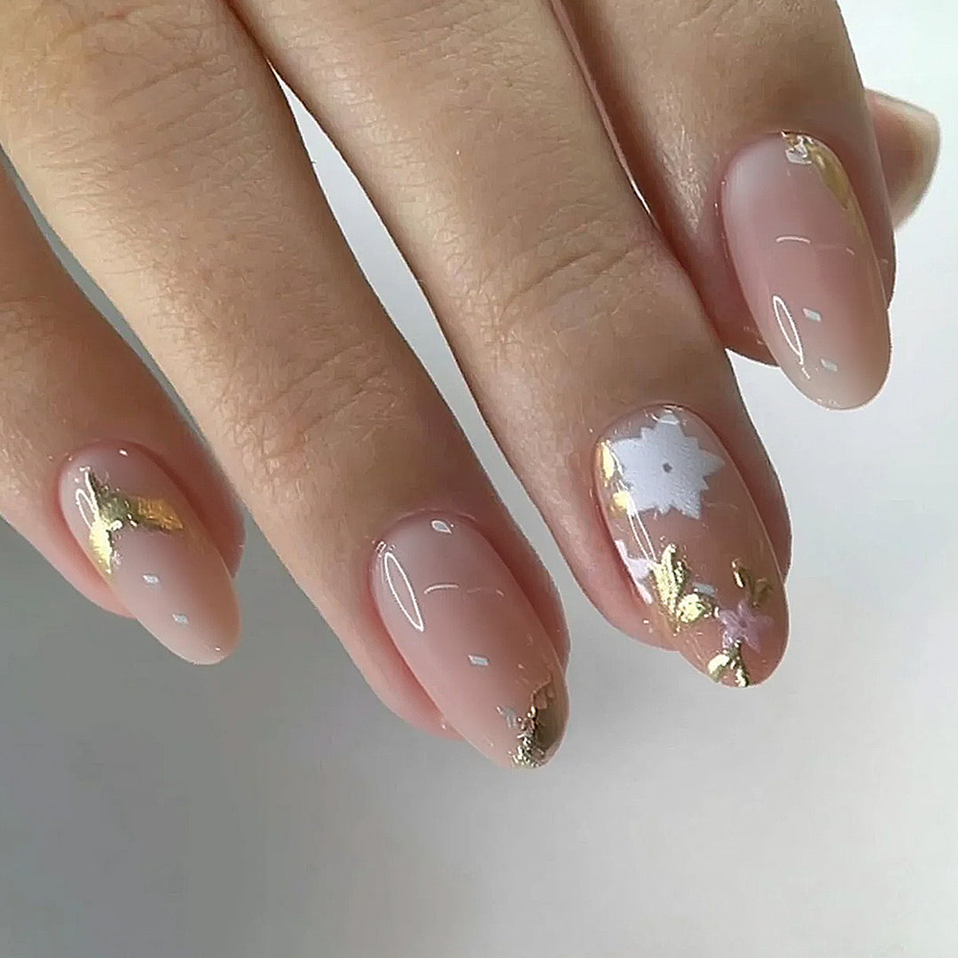 Floral Embellished Press-On Nail Design Stornfield