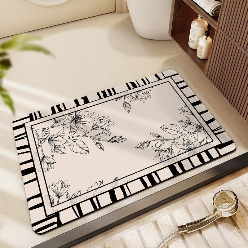 Floral Patterned Bathroom Mat Stornfield