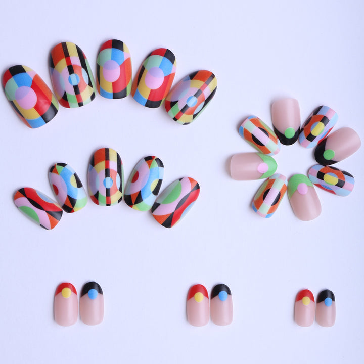Creative Art Fake Nails with Varied Geometric Patterns Stornfield