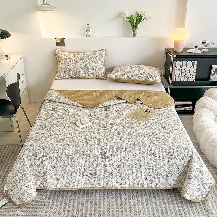 Lightweight Quilted Cotton Bedspread and Mattress Coverlet Set