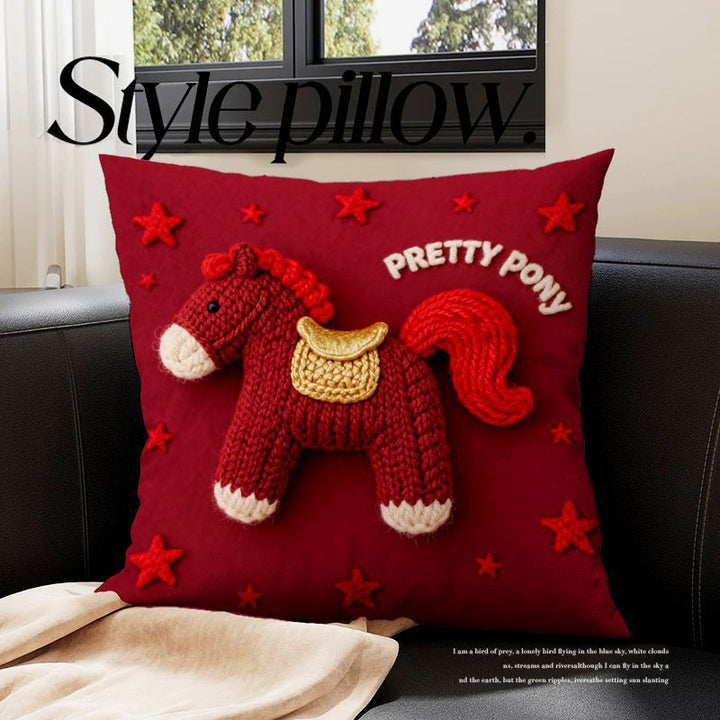 Decorative Pony-Themed Throw Pillow