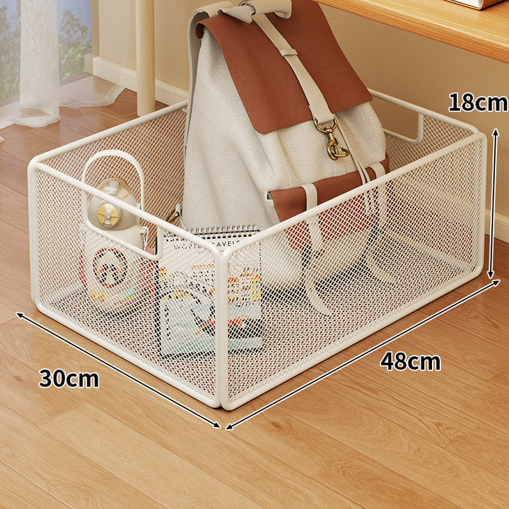 Under-Desk Rolling Mesh Utility Basket with Locking Swivel Wheels