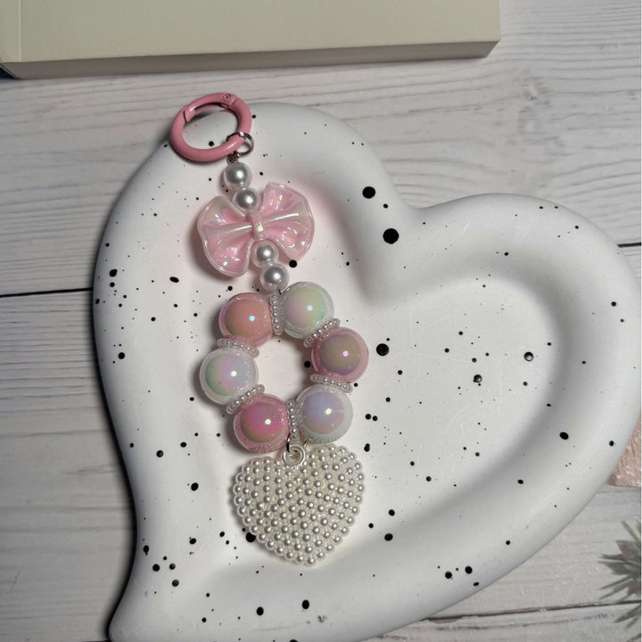 Decorative Bow and Bead Charm Keychain Stornfield