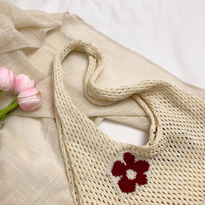Artistic Crochet Floral Tote Bag