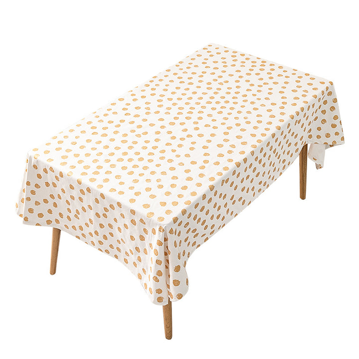 Rectangular tablecloth made of cotton-linen blend with embossed polka dot pattern and water-repellent surface Stornfield