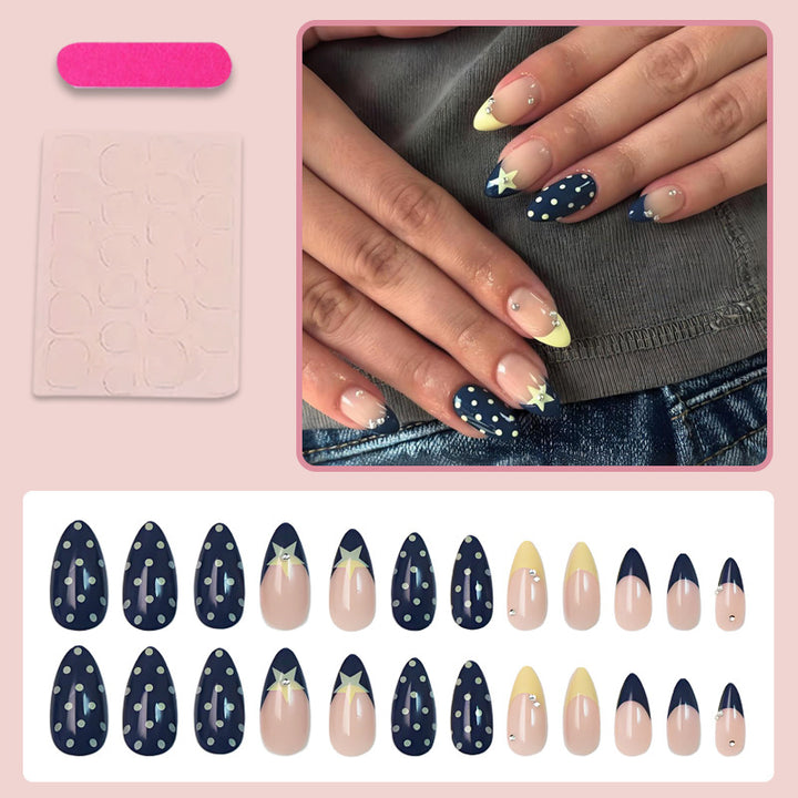 Artificial nail set with creative star and dot patterns Stornfield