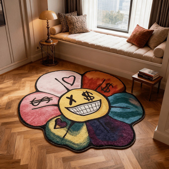 Decorative Emoji Flower Shaped Area Rug