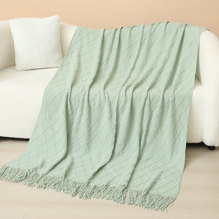 Women Elegant and stylish living and cuddly blanket with fringes Stornfield