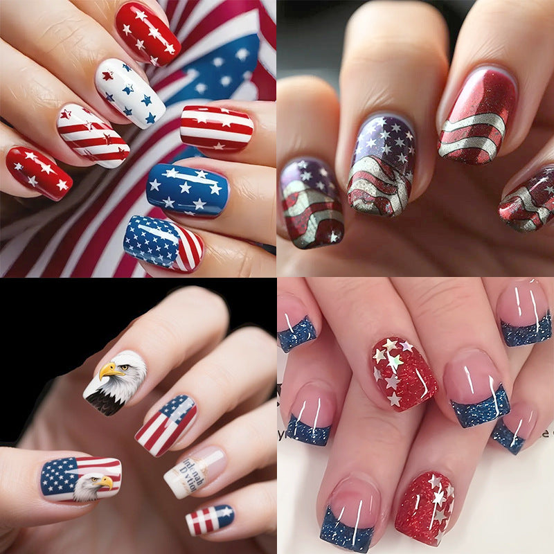 Patriotic Glitter Gel Nail Art Stornfield