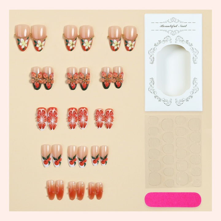 Artificial nail set with floral and fruity accents Stornfield
