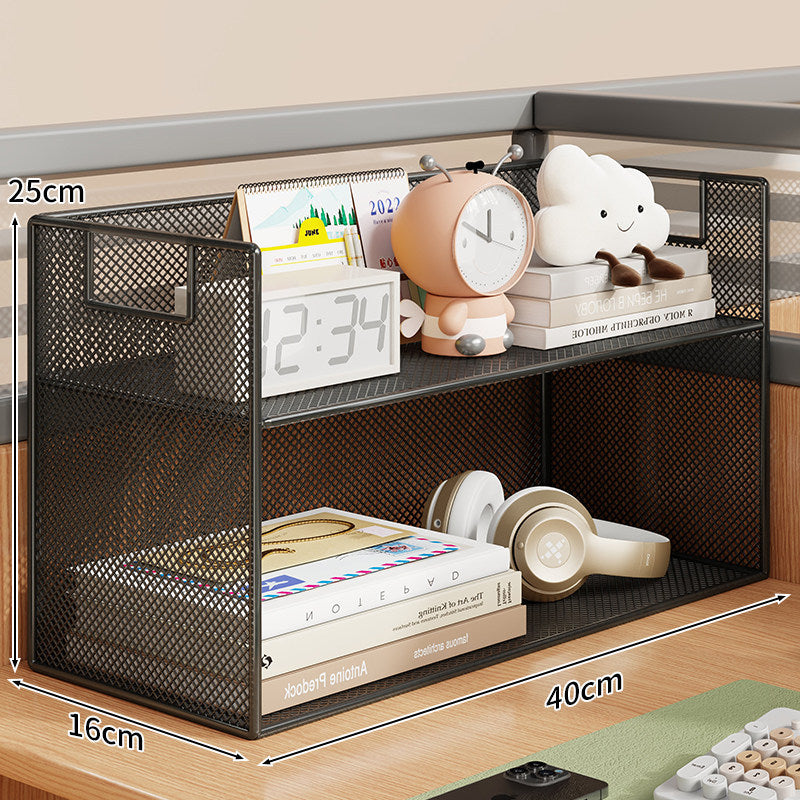 Mesh Desktop Open-Shelf Organizer with Integrated Handles and Dividers