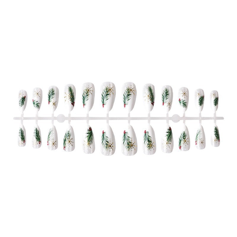 Festive Botanical Press-On Nail Art