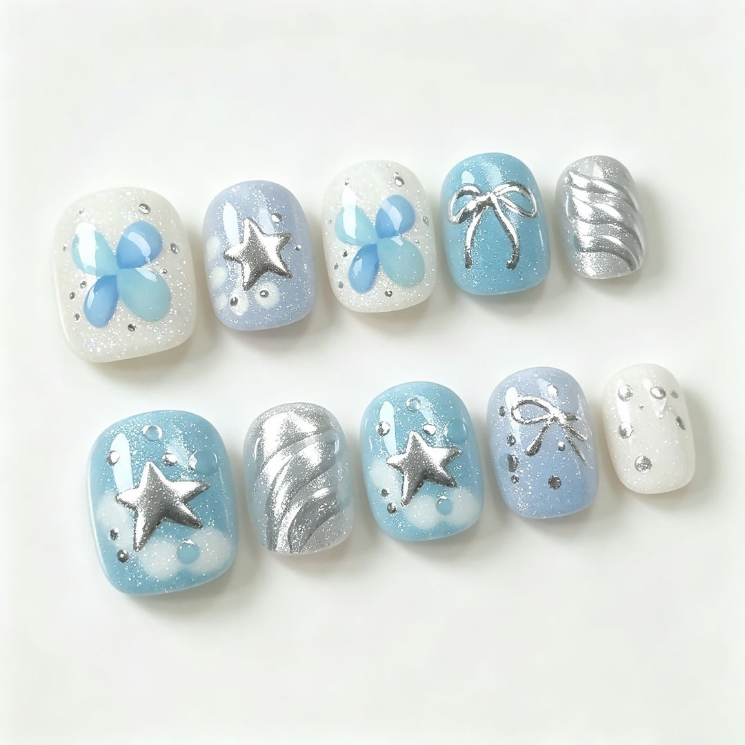Artistic Star and Bow Press-On Nail Set Stornfield
