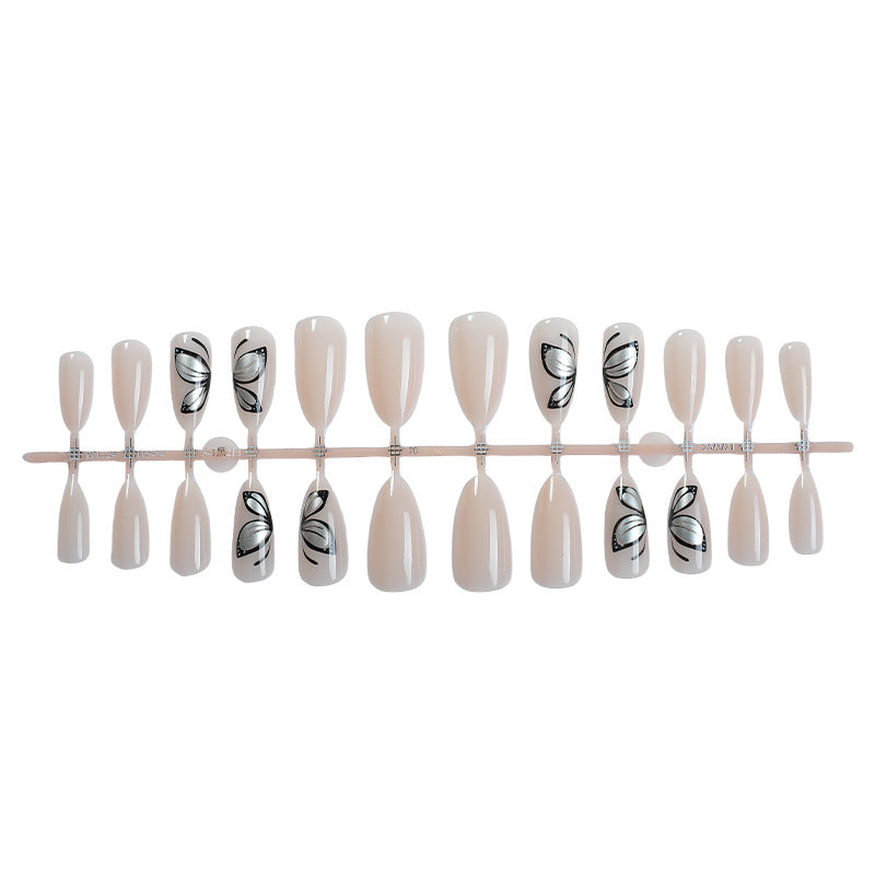 Artistic Press-On Nail Set with Elegant Butterfly Design Stornfield