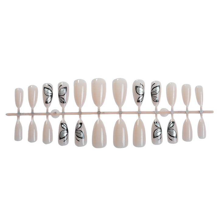 Artistic Press-On Nail Set with Elegant Butterfly Design Stornfield
