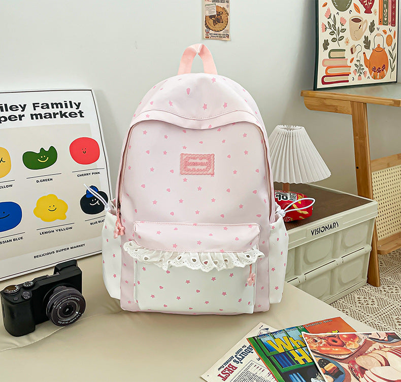 Cute Star Print Lightweight Backpack Stornfield
