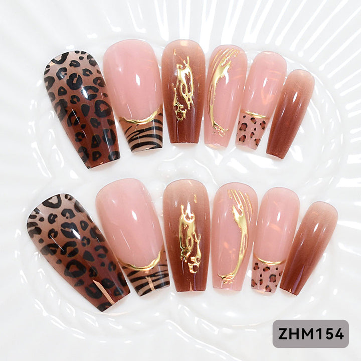 Artistic Press-On Nail Set with Cherry Blossom Design Stornfield
