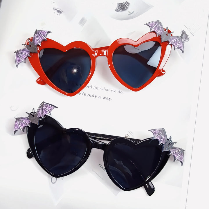 Heart-Shaped Sunglasses with Bat Accents Stornfield