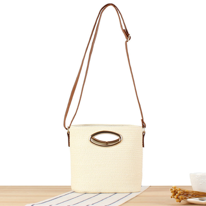Shoulder bag made of handwoven natural material with elegant handle Stornfield