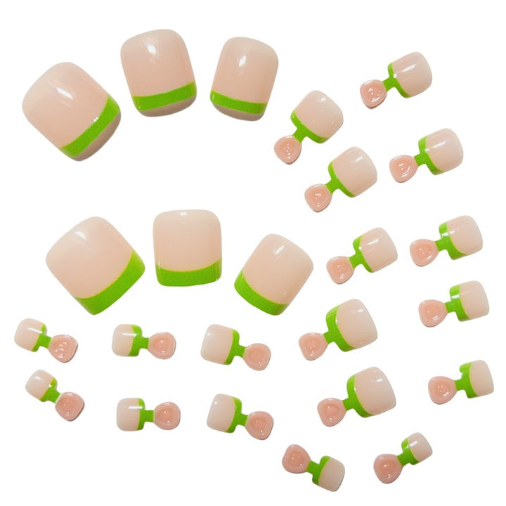 Nail art set with neon French tips and glossy finish Stornfield