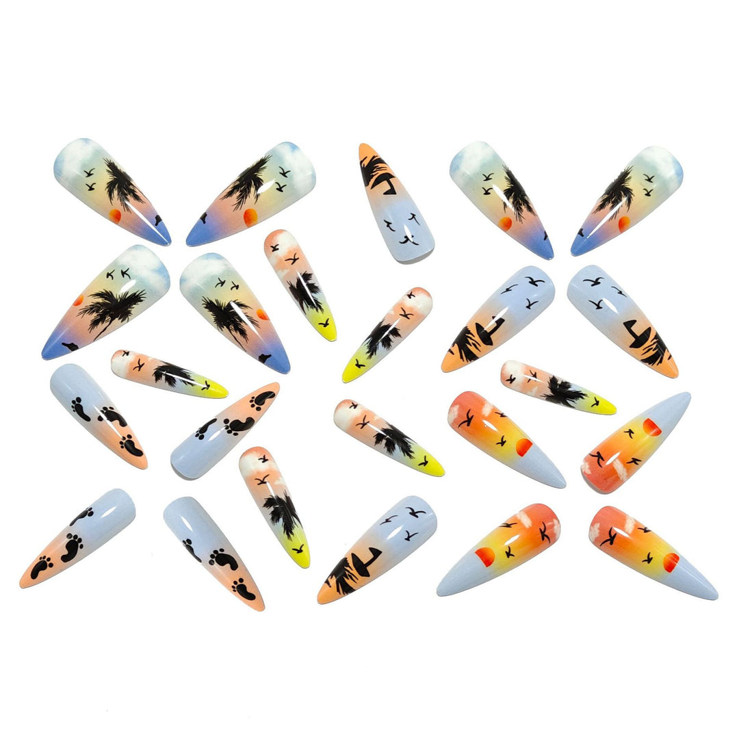 Artificial nails with tropical sunset design Stornfield