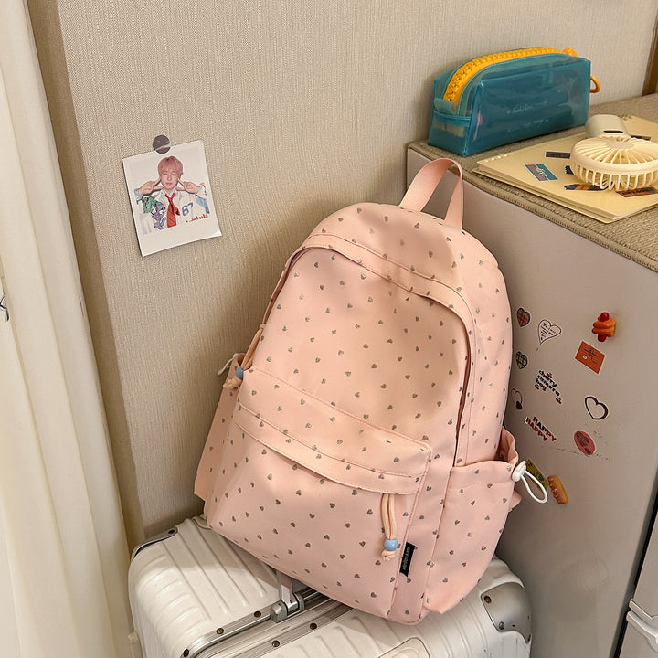 Playful Heart-Printed Backpack Stornfield
