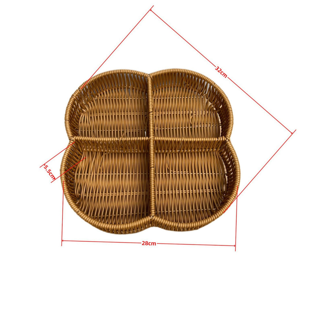 Ladies beef braided serving basket with three compartments Stornfield