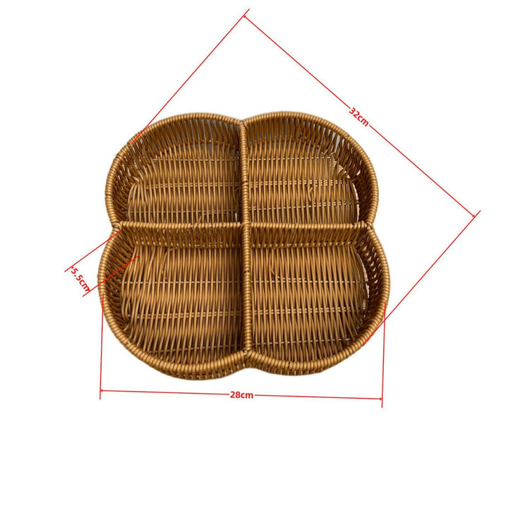 Ladies beef braided serving basket with three compartments Stornfield