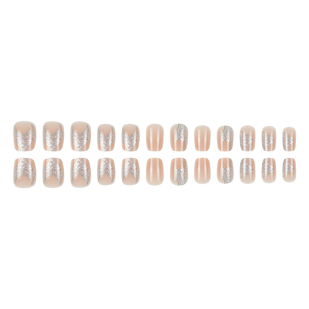 Glittery French Tip Press-On Nails Stornfield